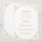 Mehndi witgoud islamitische moslim bruiloft kaart (Voorkant / Achterkant)