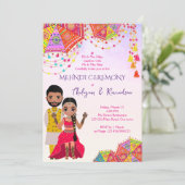 Mehndi Zuid-Indiase Tamil bruiloft uitnodiging (Staand voorkant)