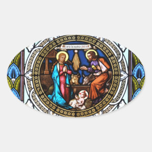 Mehrerau Collegiumskapelle Chapel Window Nativitei Ovale Sticker