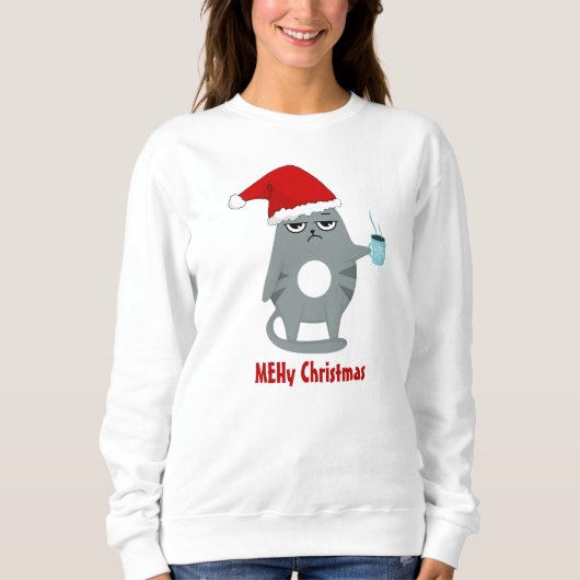 MEHy Kerst Sarcastisch Schattige Kerstman Kat Kers Trui (Voorkant)