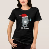 MEHy Kerst Schattigee Kerstman Kat Kerst Tri-Blend Shirt (Voorkant)