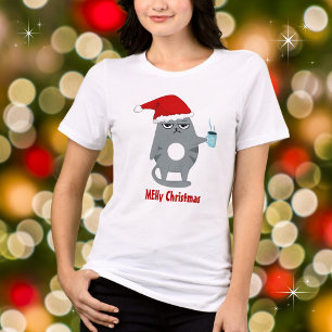MEHy Kerstmis Grappige Kerstman Kat Kerstmis Tri-Blend Shirt
