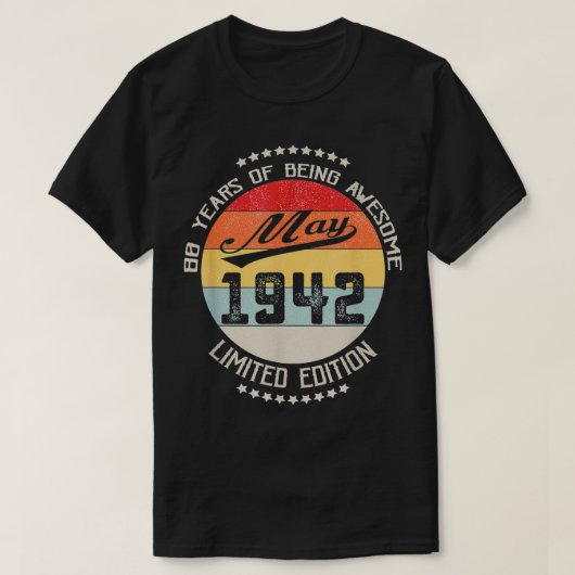 mei 1942 80e verjaardag 80 jaar Geweldige T-shirt (Design voorkant)