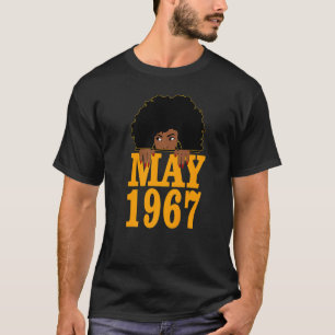 mei 1967 55e verjaardag 55 jaar oud zwart vrouwen t-shirt