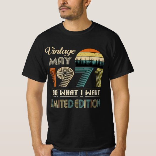 Mei 1971 T-shirt - Retro Style Verjaardag (Voorkant)