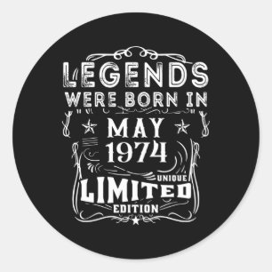 Mei 1974 Jaar Legends Ronde Sticker