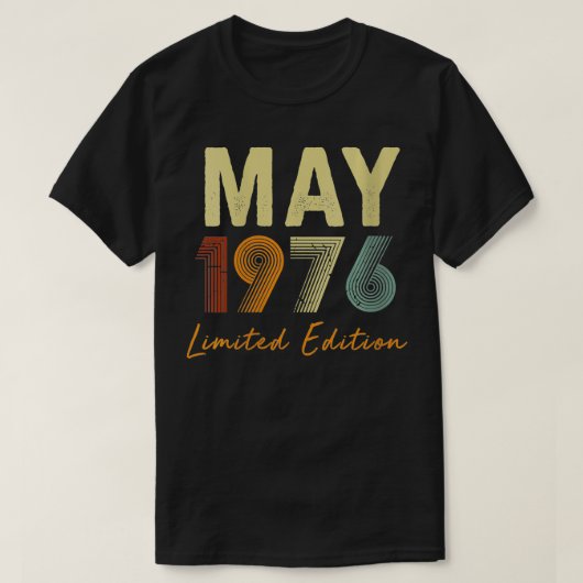 Mei 1976 Beperkte Uitgave Retro 45 jaar oud T-shirt (Design voorkant)