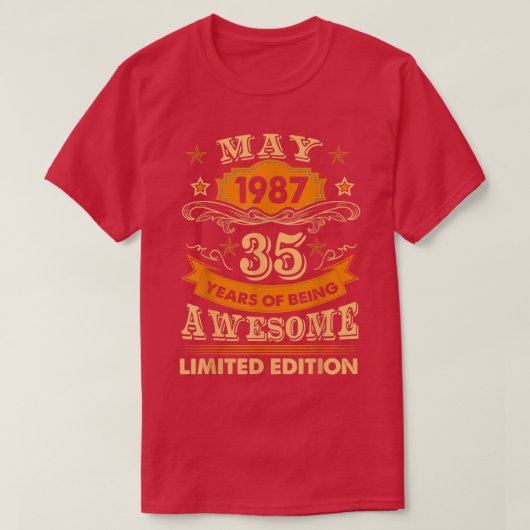 Mei 1987  35e verjaardag 35-jarige geschenken t-shirt (Design voorkant)