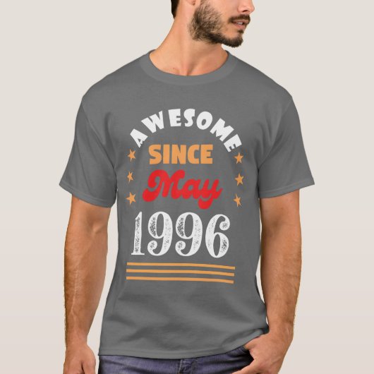 Mei 1996 Geweldig sinds 1996 Mei grappig T-shirt (Voorkant)