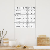 Mei 2014 kalender genummerde weken poster (Keuken)