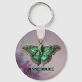 Mei Birthstone Sleutelhanger - Emerald Moth Design (Voorkant)