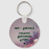 Mei Birthstone Sleutelhanger - Emerald Moth Design (Achterkant)