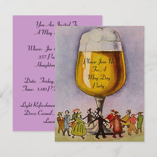 MEI DAGEN MAYPOLE PARTIJINVITATIE ~ EZ OM AAN TE P KAART (Voorkant / Achterkant)