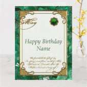 Mei Emerald Birthstone Verjaardag 8.5x11 Kaart (Gele Bloem)