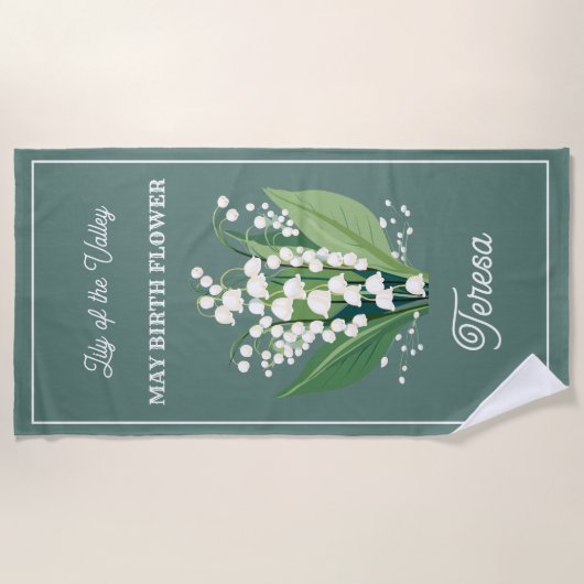 Mei Geboorte Bloem Aangepaste Naam Strandlaken (Voorkant)