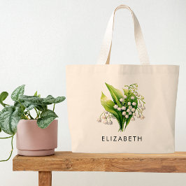 Mei Geboorte Maand Bloem Gepersonaliseerde Gift vo Grote Tote Bag