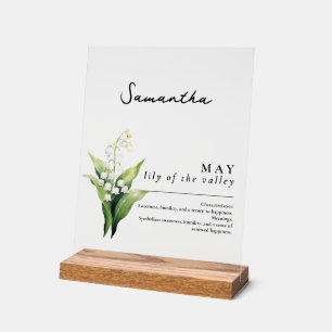 Mei Geboorte Maand Bloem Lily gepersonaliseerd Acryl Bord