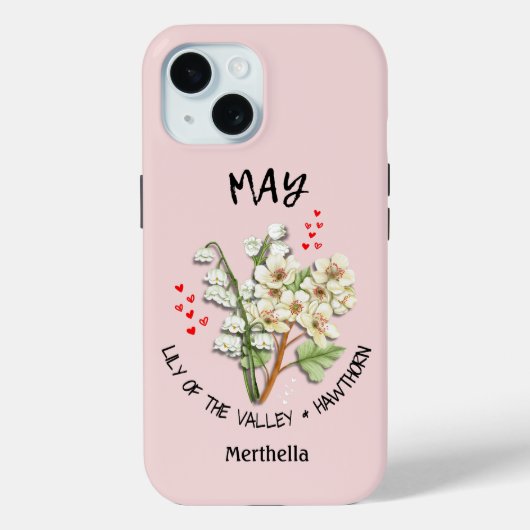  MEI Geboortemaand Bloem Aangepaste naam Case-Mate iPhone Case (Achterkant)