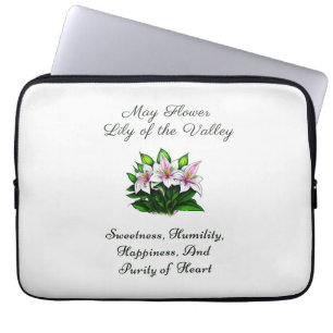 Mei Geboortemaand Bloem Lelie van de Vallei Bloeme Laptop Sleeve