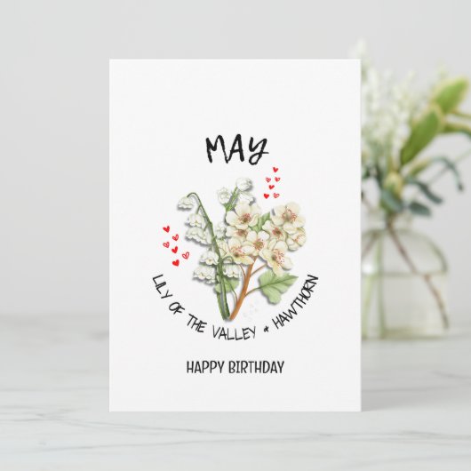 MEI Geboortemaand Bloem Verjaardag Kaart (Staand voorkant)