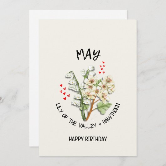  MEI Geboortemaand Bloem Verjaardag Kaart (Voorkant / Achterkant)