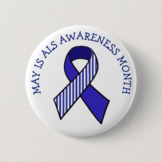 Mei is ALS Awareness Month Blue Ribbon Button (Voorkant)