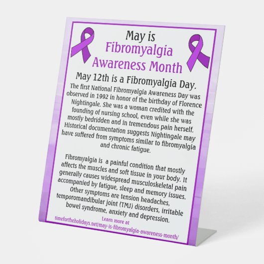 Mei is Fibromyalgia Awareness Maand Reclamebord Met Voetstuk (Voorkant)