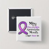 Mei is Fibromyalgia Awareness Maand Vierkante Button 5,1 Cm (Voorkant /achterkant)