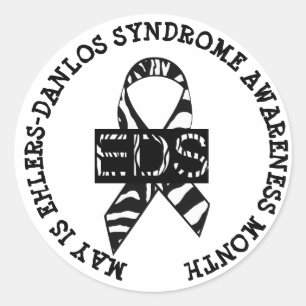 Mei is het syndroom van Ehlers-Danlos Month Sticke Ronde Sticker