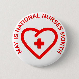 Mei is Nationale Verpleegmaand Ronde Button 5,7 Cm