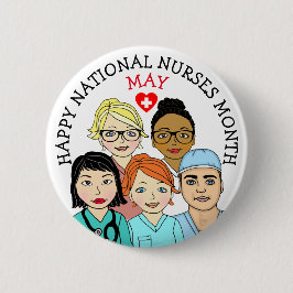 Mei is Nationale Verpleegmaand Ronde Button 5,7 Cm