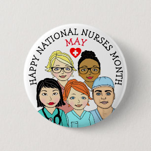 Mei is Nationale Verpleegmaand Ronde Button 5,7 Cm