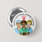 Mei is Nationale Verpleegmaand Ronde Button 5,7 Cm (Voorkant /achterkant)