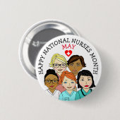 Mei is Nationale Verpleegmaand Ronde Button 5,7 Cm (Voorkant /achterkant)