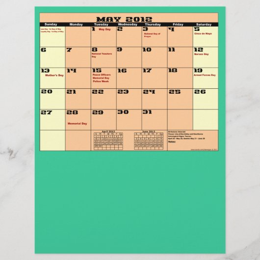 Mei. Kalender 2012 13 maanden multifunctionele bro Flyer (Voorkant)