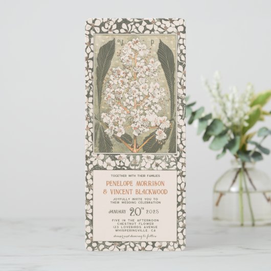 Mei Kastanje Bloem - Vintage bruiloft Kaart (Staand voorkant)