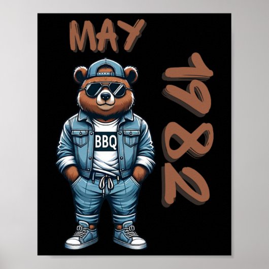 Mei Koning Grill Master Beer BBQ Liefhebber Vader Poster (Voorkant)