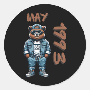 Mei Koning Grill Master Beer BBQ Liefhebber Vader  Ronde Sticker