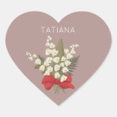 Mei Lelietje-van-dalen Bloemstuk Aangepaste Naam  Hart Sticker (Voorkant)