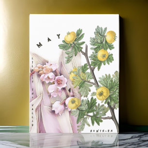 Mei Maand Bloemen Lelie van de vallei Hawthorn Briefkaart