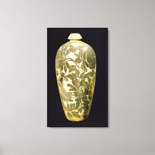 Mei P'ing vase met een zwarte florale decoratie (Voorkant)