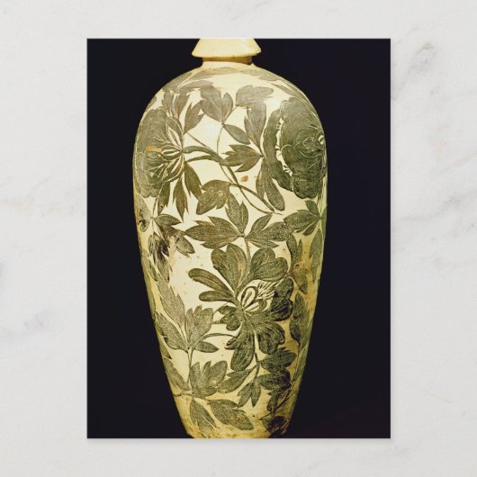 Mei P'ing vase met een zwarte florale decoratie Briefkaart (Voorkant)
