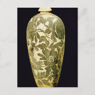Mei P'ing vase met een zwarte florale decoratie Briefkaart