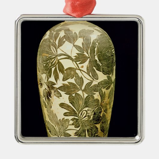 Mei P'ing vase met zwarte florale decoratie (Voorkant)