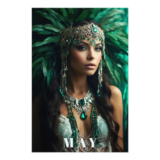 *~ MEI VERJAARDAG EMERALDS AP53 Boho Godin Foto Afdruk (Voorkant)