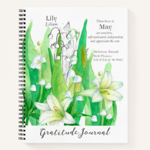 Mei Verjaardag Lily van de Vallei Dankbaarheid Jou Notitieboek