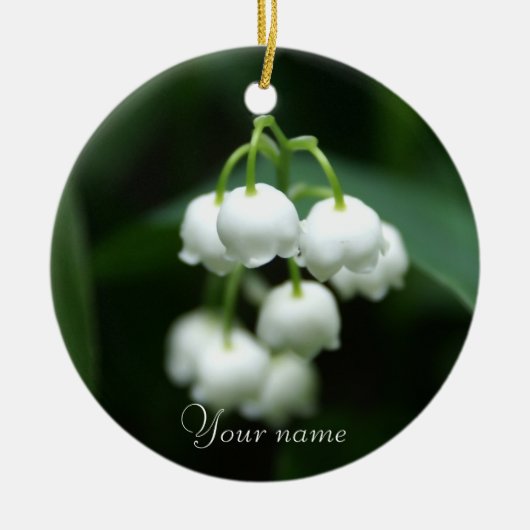 Mei witte lileugen keramisch ornament (Voorkant)