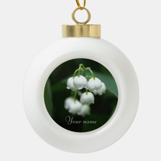 Mei witte lileugen keramische bal ornament (Voorkant)
