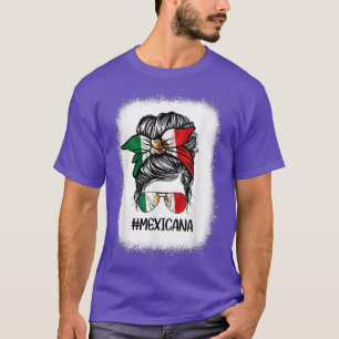 Meican Flag Mam Bun LATIN Meico Hispanic Heritage T-shirt