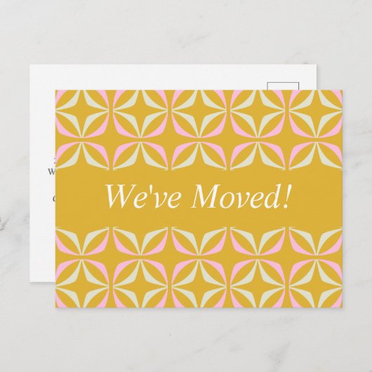 Meid Mid Mod Geometric Yellow Pink Nieuw adres dat Briefkaart (Voorkant / Achterkant)